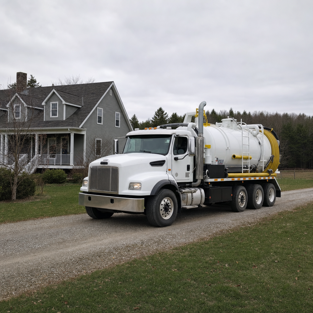Septic vacuum truck arriving at a Saint Peters home for same-day emergency service