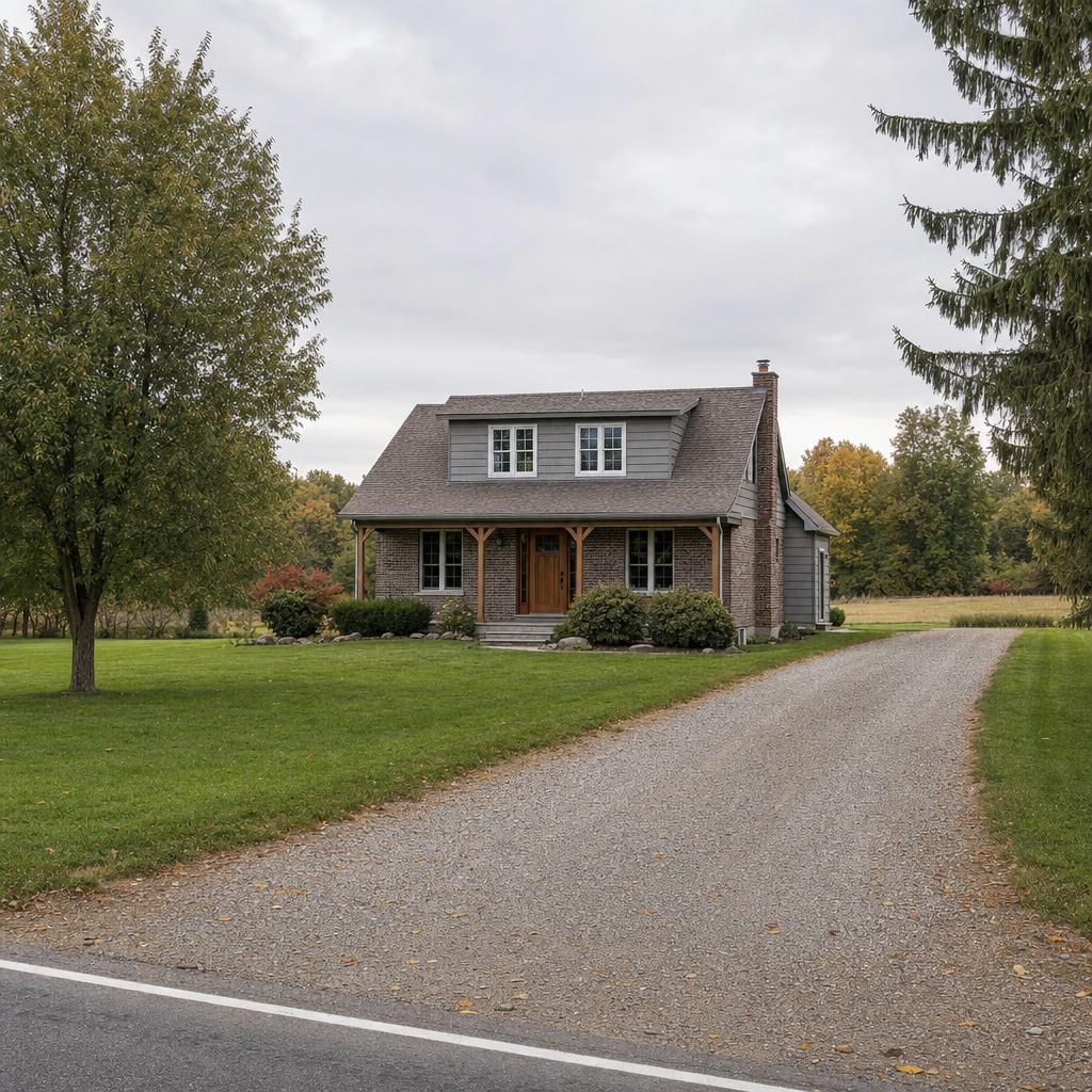 A calm single-family home exterior on a quiet Saint Peters street, representing the household size and daily water use that decides how often a septic tank needs pumping